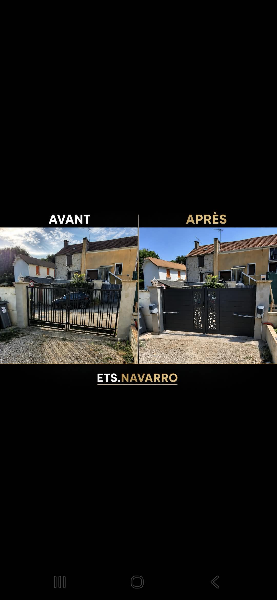 Rénovation de portail, montage avant après